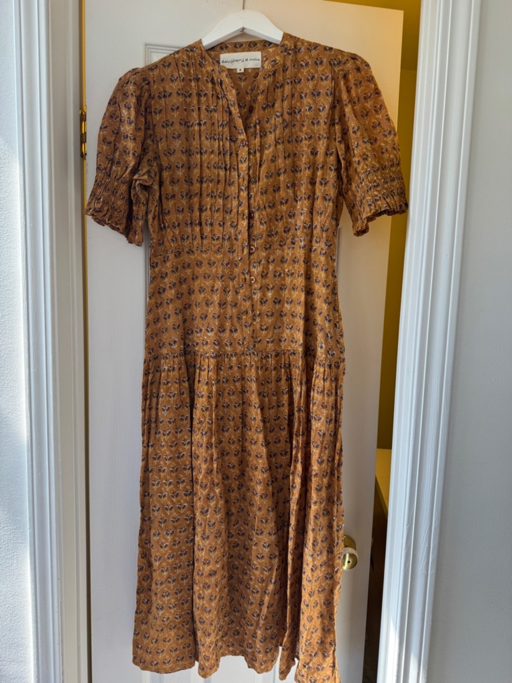Christy Dawn Burnt Orange Floral Midi Dress